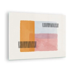 Üveg kép - Absztrakt téglalapok vonalakkal minimalista stílusban - 70x50cm - Saroktól sarokig - Modern fali dekoráció nappalihoz és hálószobához ARTTOR