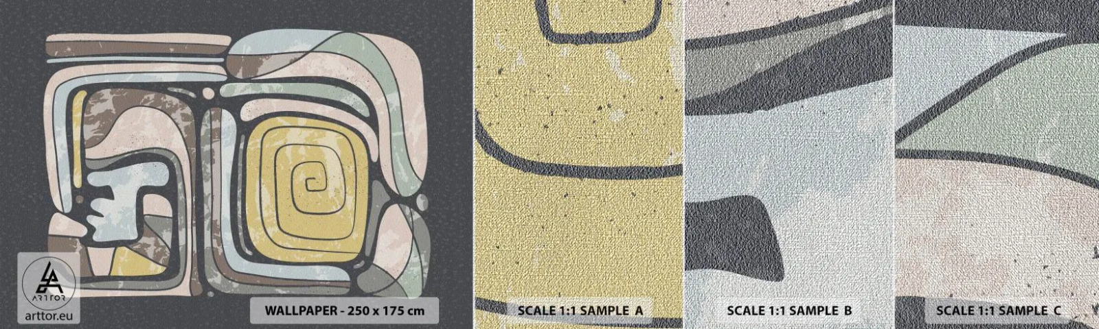 Fotótapéta Minta Premium Canvas - Absztrakció pre-kolumbián szellemben - Absztrakció, Boho, Idős - 100x30 cm