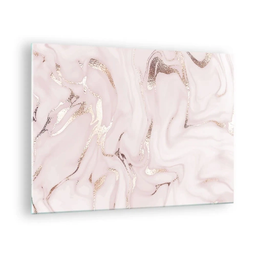 Üveg kép - Rózsaszínarany absztrakt márványminta - 70x50cm - Rózsaszín tébolyban - Modern fali dekoráció nappalihoz és hálószobához ARTTOR