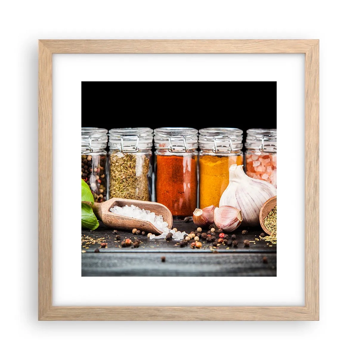 Poszter világos tölgy keretben - Hogy az életnek legyen íze - 30x30 cm