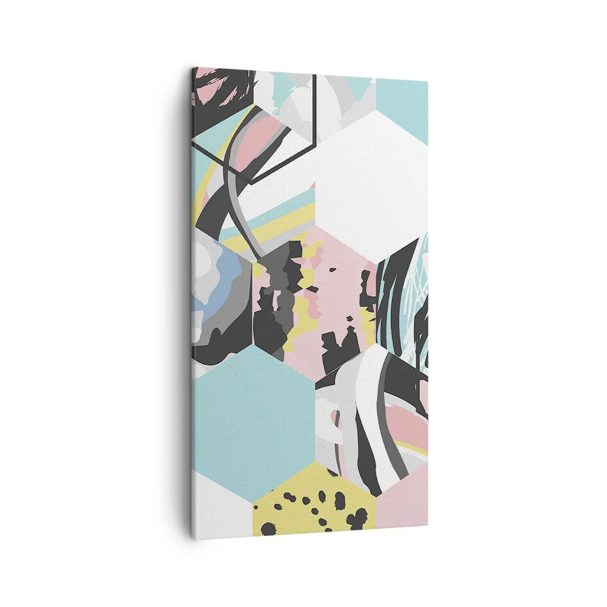 Vászonkép - Hatszögek és kockák hat színben - 45x80 cm