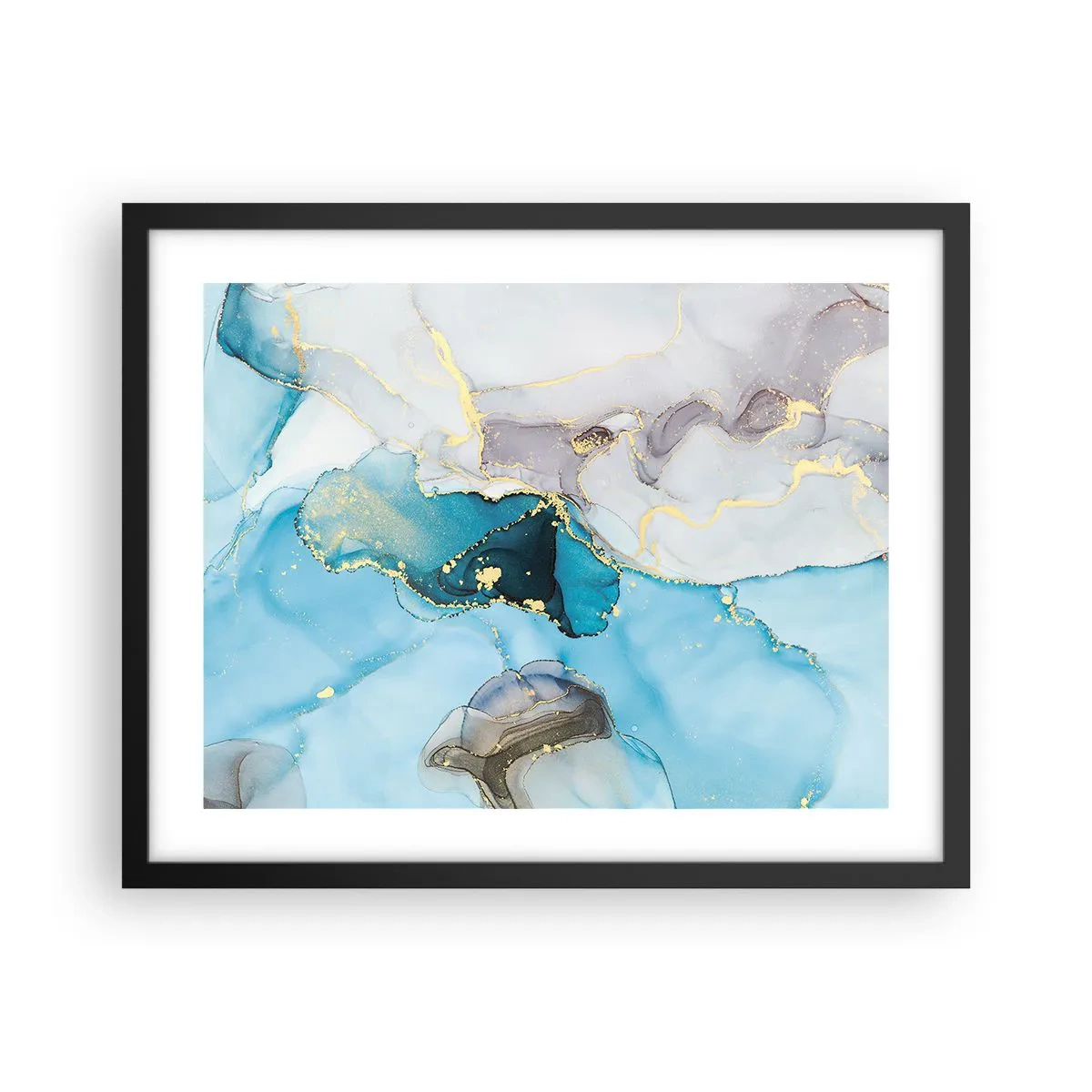 Poszter fehér keretben - Tanulmány a szürke és a türkiz találkozásáról - 50x40 cm