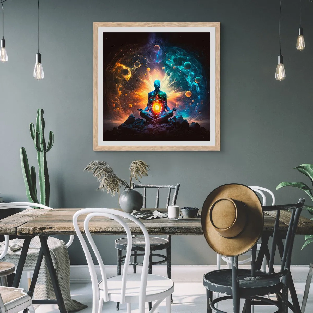 Poszter világos tölgy keretben - Kozmikus nyugalom - 50x50 cm