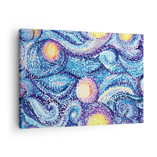 Vászonkép - A csillagos ég művészi értelmezése Van Gogh stílusában - 70x50cm - Van Gogh képéből - Modern fali dekoráció nappalihoz és hálószobához ARTTOR
