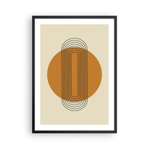 Poszter fehér keretben - Geometrikus minta narancssárga körökkel és vonalakkal - 50x70cm - Tökéletes terv - Modern fali dekoráció nappalihoz és hálószobához ARTTOR