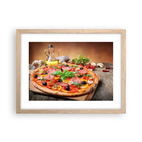 Poszter világos tölgy keretben - Igazi olasz ízzel - 40x30 cm