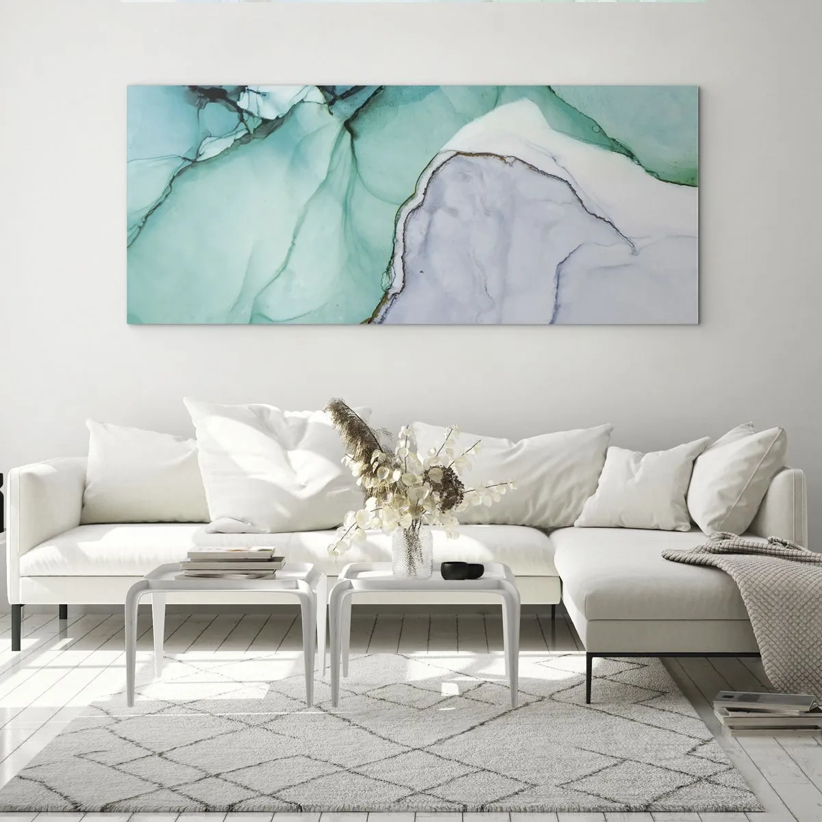 Üveg kép - Tanulmány türkizben - 100x40 cm