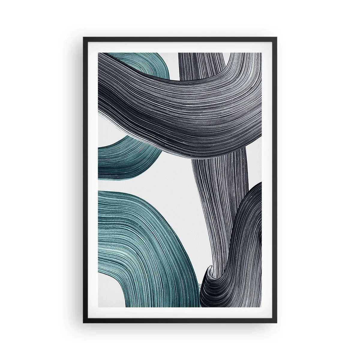 Poszter fehér keretben - Smaragdzöld és fekete nyomok - 61x91 cm