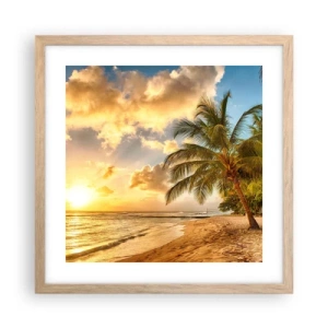 Poszter világos tölgy keretben - Örök nyár, mindig vakáció - 40x40 cm