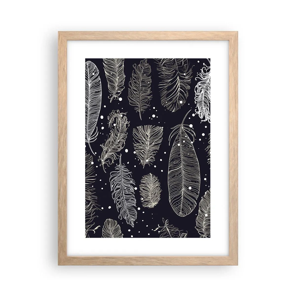 Poszter világos tölgy keretben - Tollas csipke - 30x40 cm