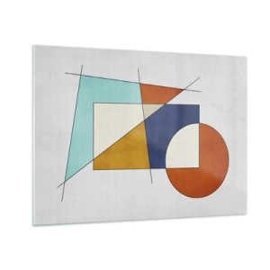 Üveg kép - Színes geometriai formák világos háttéren modern stílusban - 70x50cm - Absztrakció: modernista szórakozás - Modern fali dekoráció nappalihoz és hálószobához ARTTOR