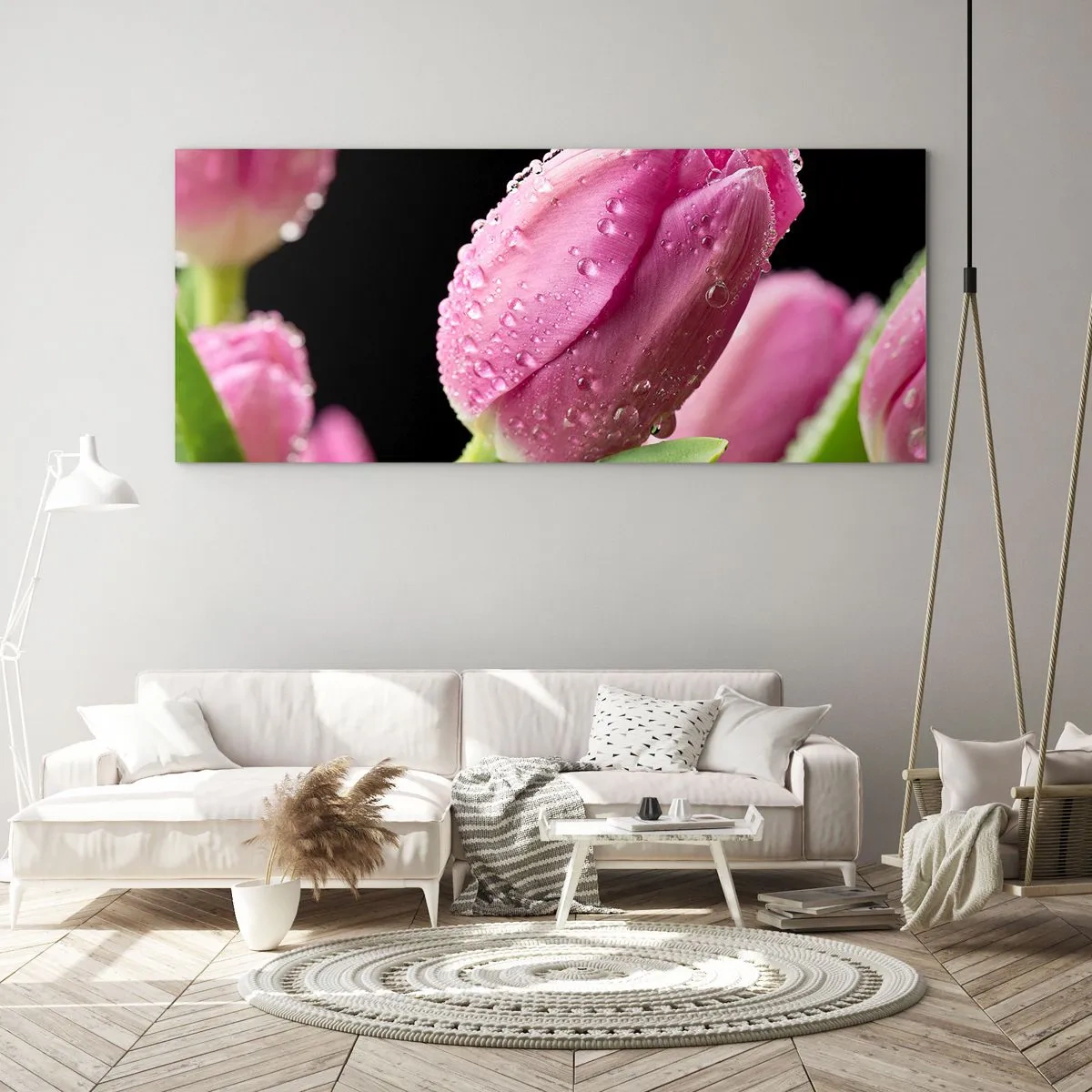 Üveg kép - Lila álom a harmatban - 90x30 cm