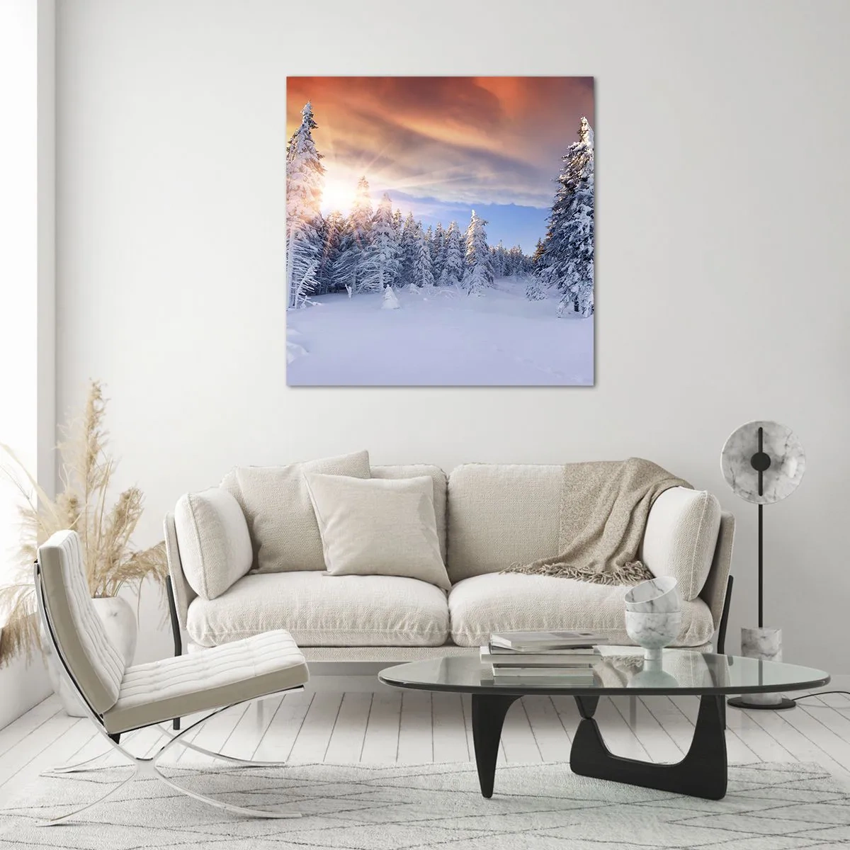 Üveg kép - A természet havas látványa - 50x50 cm