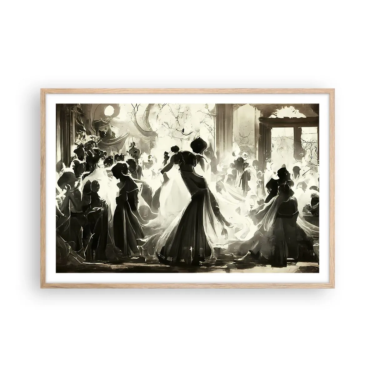 Poszter világos tölgy keretben - Nagy álarcosbál - 91x61 cm