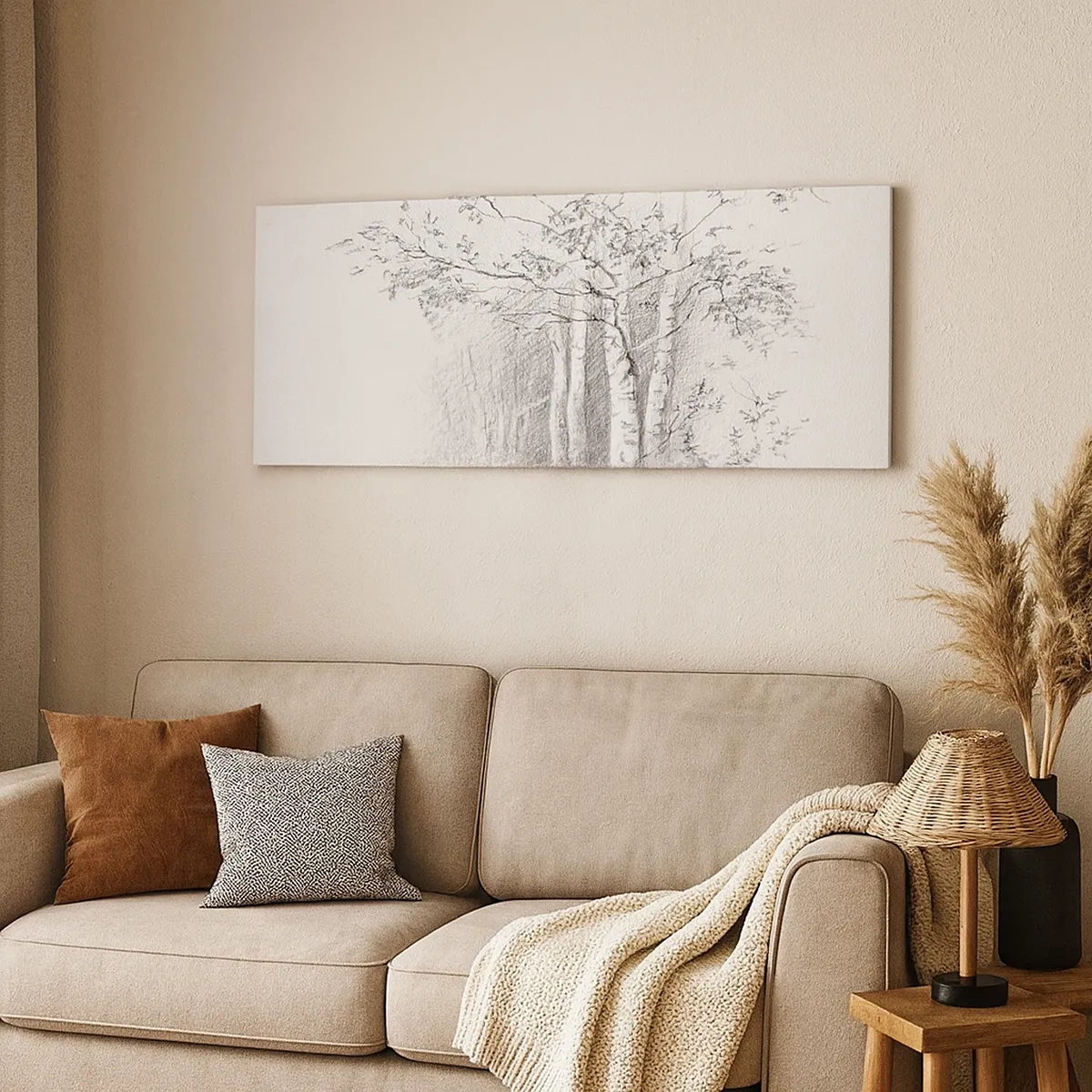 Vászonkép - A nyírerdő fénye - 30x30 cm