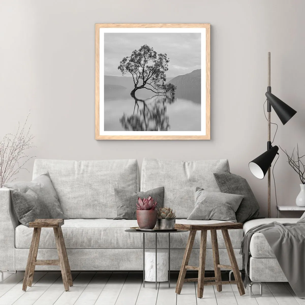 Poszter világos tölgy keretben - Van egy ilyen ország - 60x60 cm