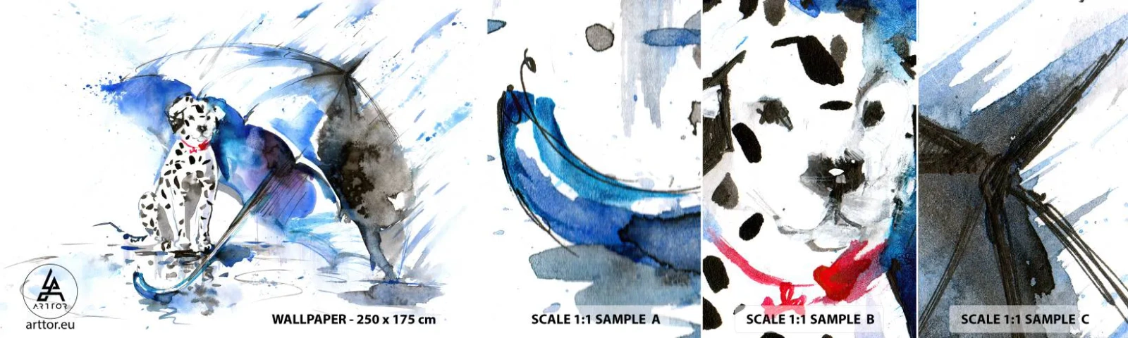 Fotótapéta Minta Standard Eco - Erre való a barát - Absztrakció, Kutya, Eső - 100x30 cm