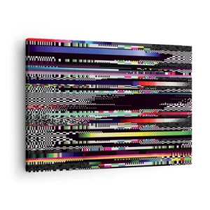 Vászonkép - Színes vonalak és pixelek absztrakt stílusban - 70x50cm - A valóság kontrollképe - Modern fali dekoráció nappalihoz és hálószobához ARTTOR