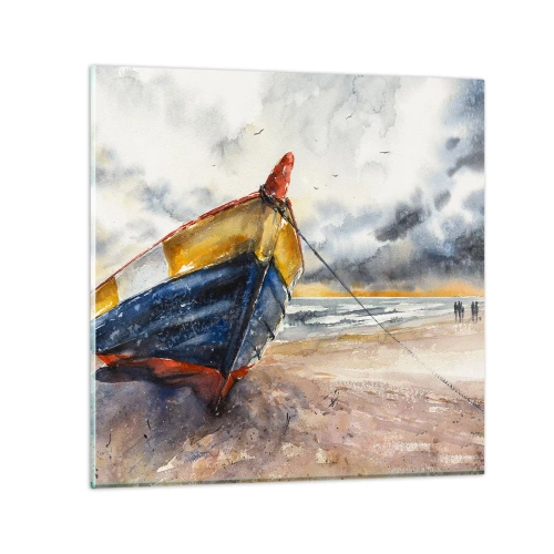 Üveg kép - Pihenés a parton - 30x30 cm