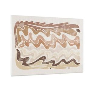 Üveg kép - Bézs és barna hullámok absztrakt kompozícióban - 70x50cm - Jó energia - jó érzelmek - Modern fali dekoráció nappalihoz és hálószobához ARTTOR
