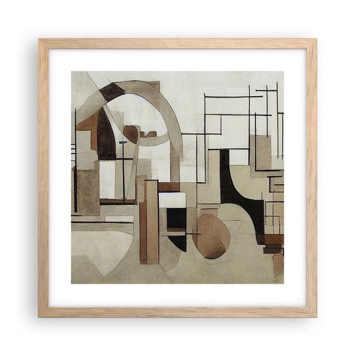 Poszter világos tölgy keretben - Városkép 2.0 - 40x40 cm