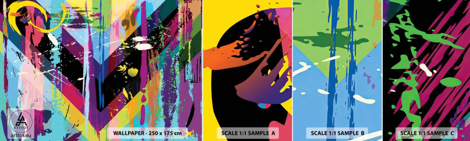 Fotótapéta Minta Öntapadós Deluxe Sticker - Fentről lefelé - Absztrakció, Darab, Grafika - 100x30 cm