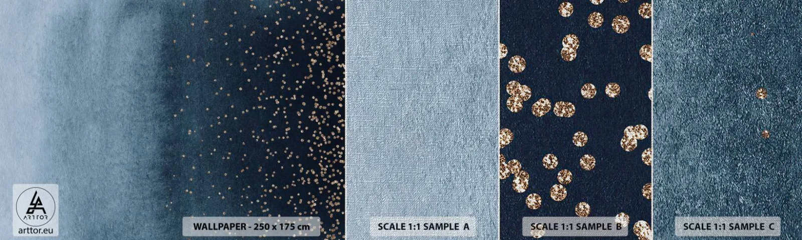 Fotótapéta Minta Premium Canvas - Kompozíció - kék fázisok - Absztrakció, Darab, Tervezés - 100x30 cm