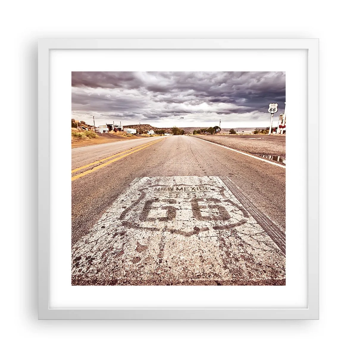 Poszter fekete keretben - Mother Road – amerikai legenda - 40x40 cm