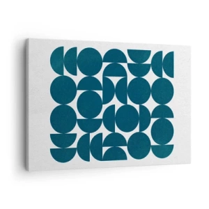 Vászonkép - Geometriai alakzatok sötétkék árnyalatokban fehér alapon - 70x50cm - Körök és félkörök - Modern fali dekoráció nappalihoz és hálószobához ARTTOR