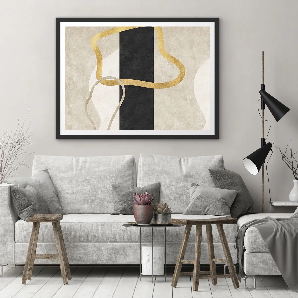 Poszter fehér keretben - Hurkolt formák - 70x50 cm