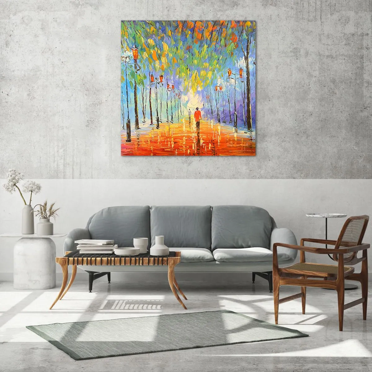 Üveg kép - Eső éjszakai dala - 40x40 cm