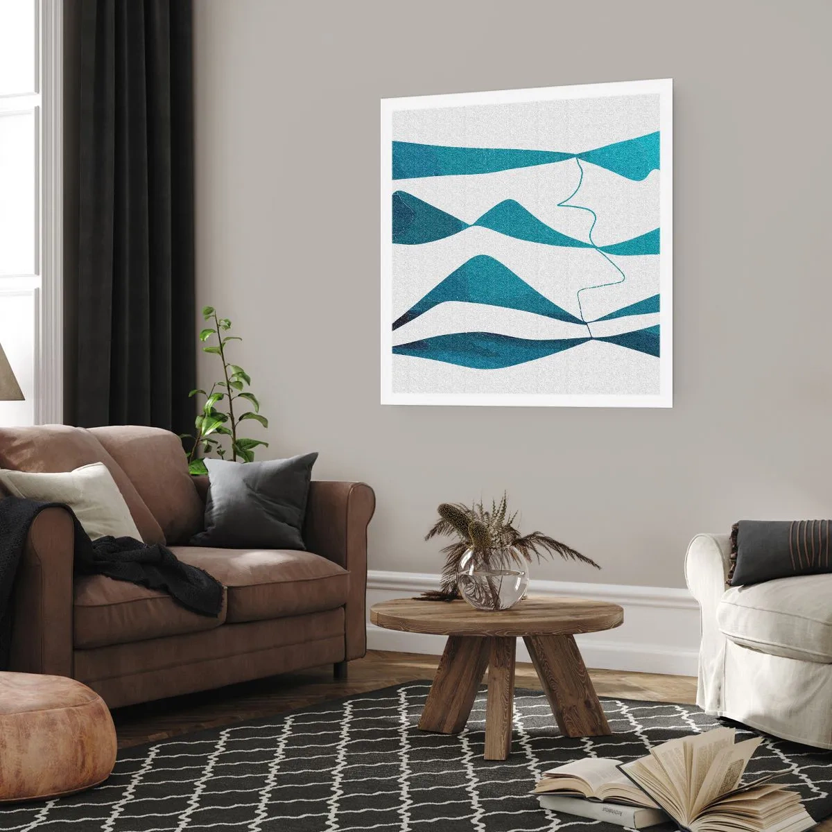 Poszter - Absztrakció: egy türkizkék összetétel - 50x50 cm