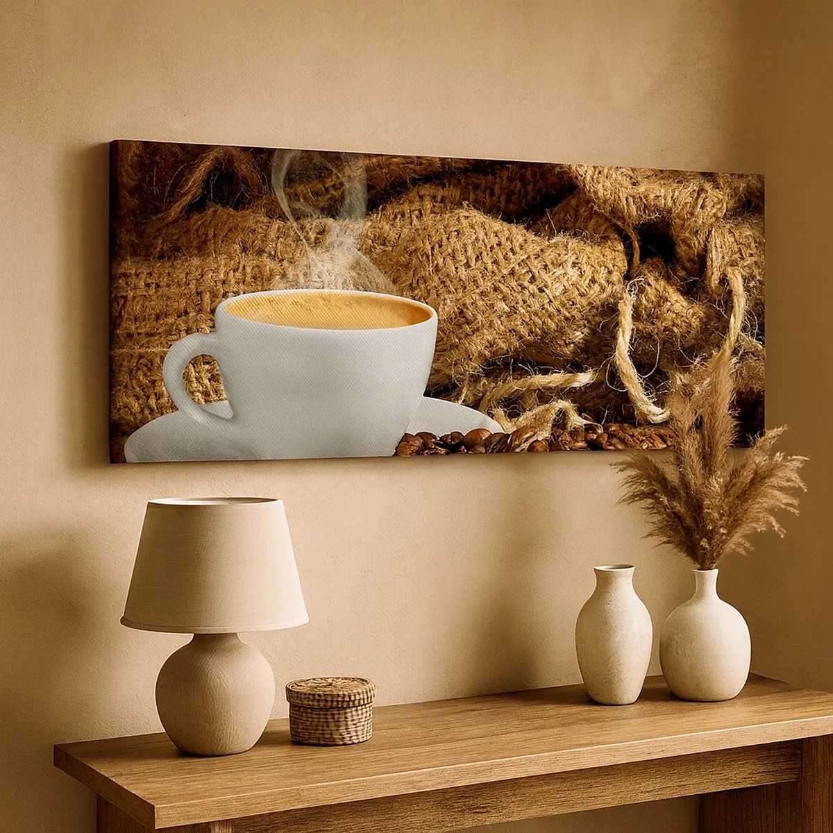 Vászonkép - A mokka illata és a mézes folyadék sűrűsége - 30x30 cm