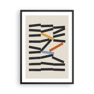 Poszter fehér keretben - Absztrakt geometrikus kompozíció színes díszítésekkel - 50x70cm - Dominó - kompozíció - Modern fali dekoráció nappalihoz és hálószobához ARTTOR