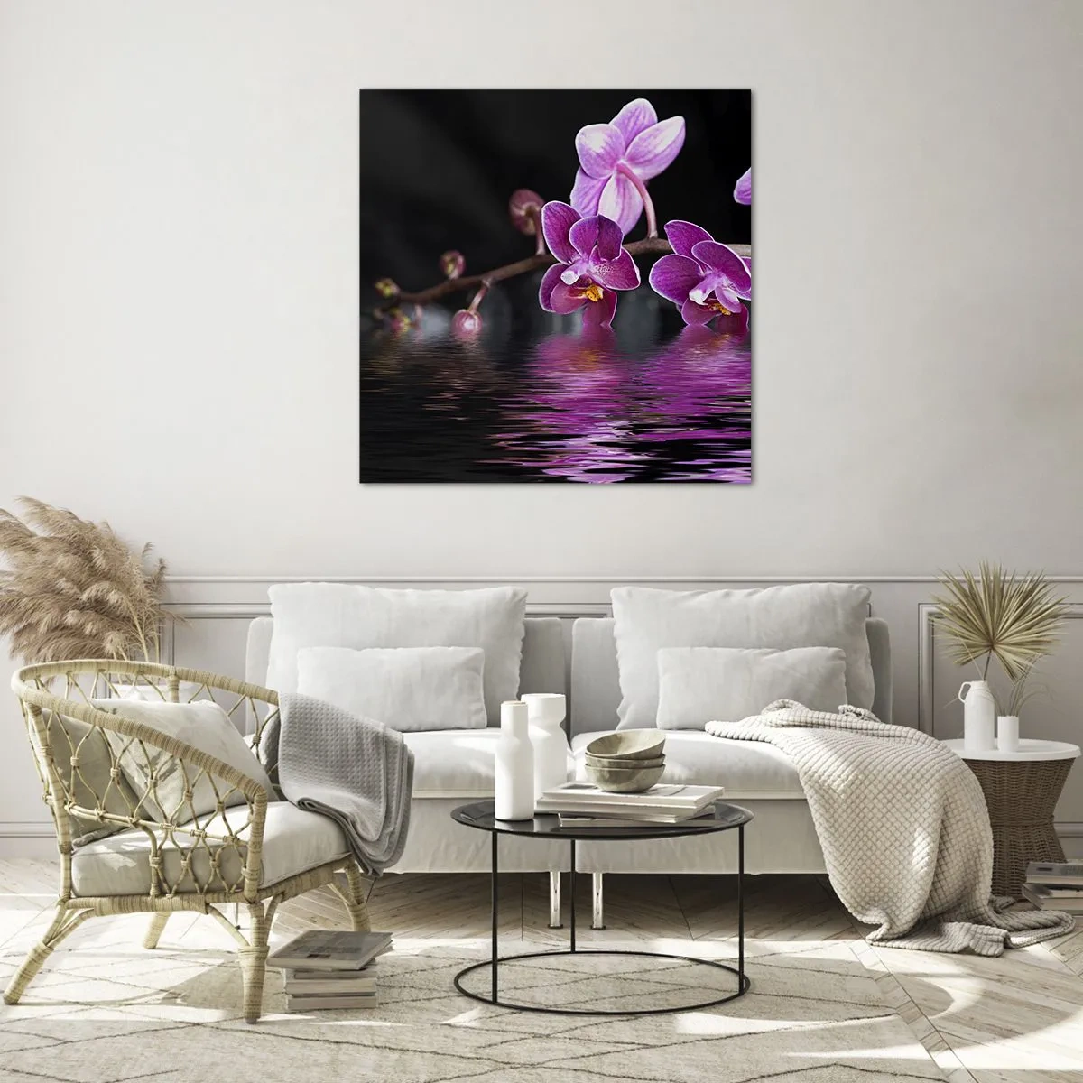 Üveg kép - Lila a szépség tükörképe - 60x60 cm