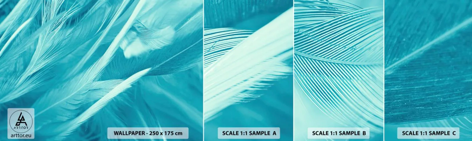 Fotótapéta Minta Öntapadós Deluxe Sticker - Elmerülni a pehelyben - Madár toll, Madár, Grafika - 100x30 cm