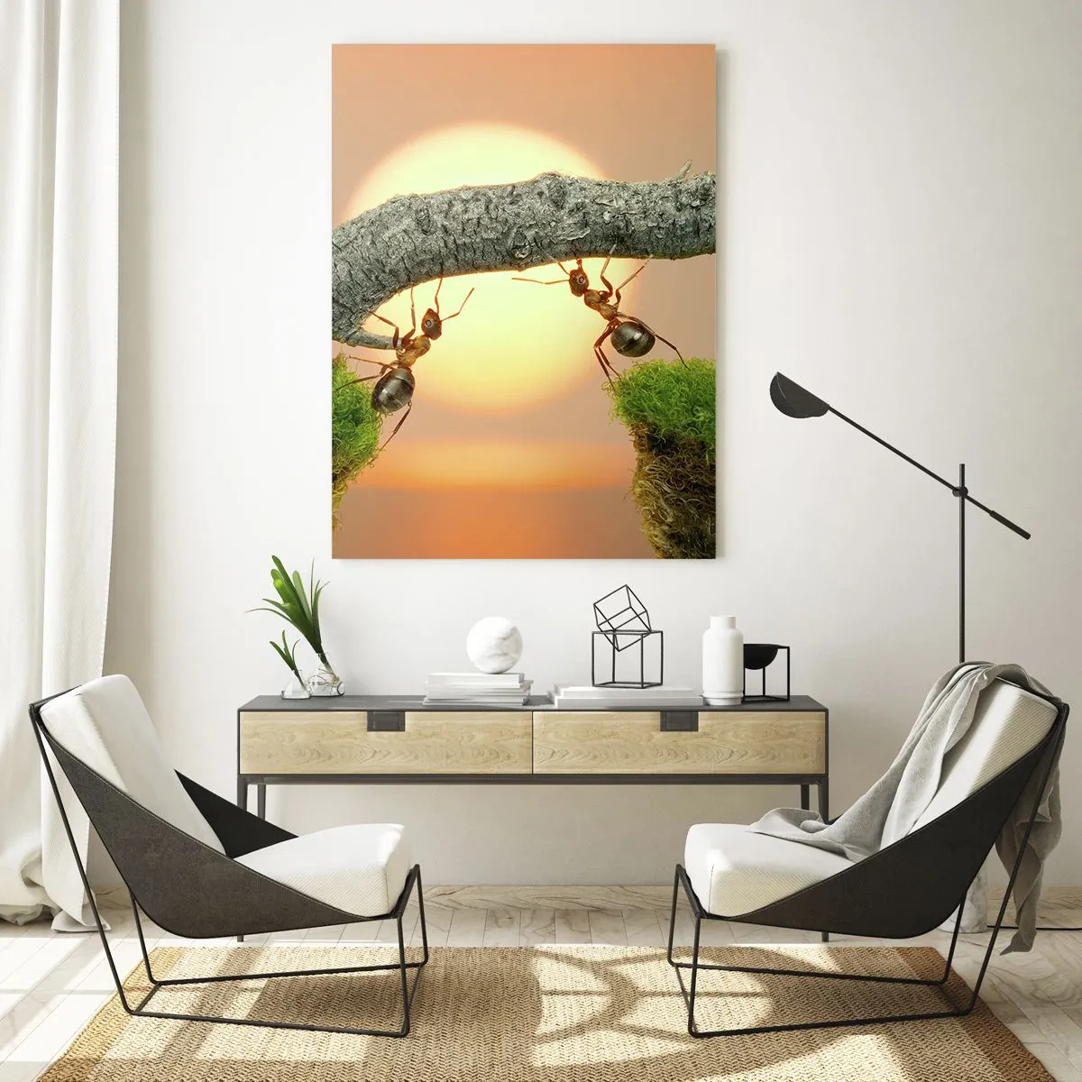 Üveg kép - Boldog, közös munka - 50x70 cm