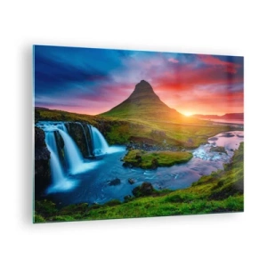 Üveg kép - Izland - tűz és víz - 70x50cm - Izland - tűz és víz - Modern fali dekoráció nappalihoz és hálószobához ARTTOR