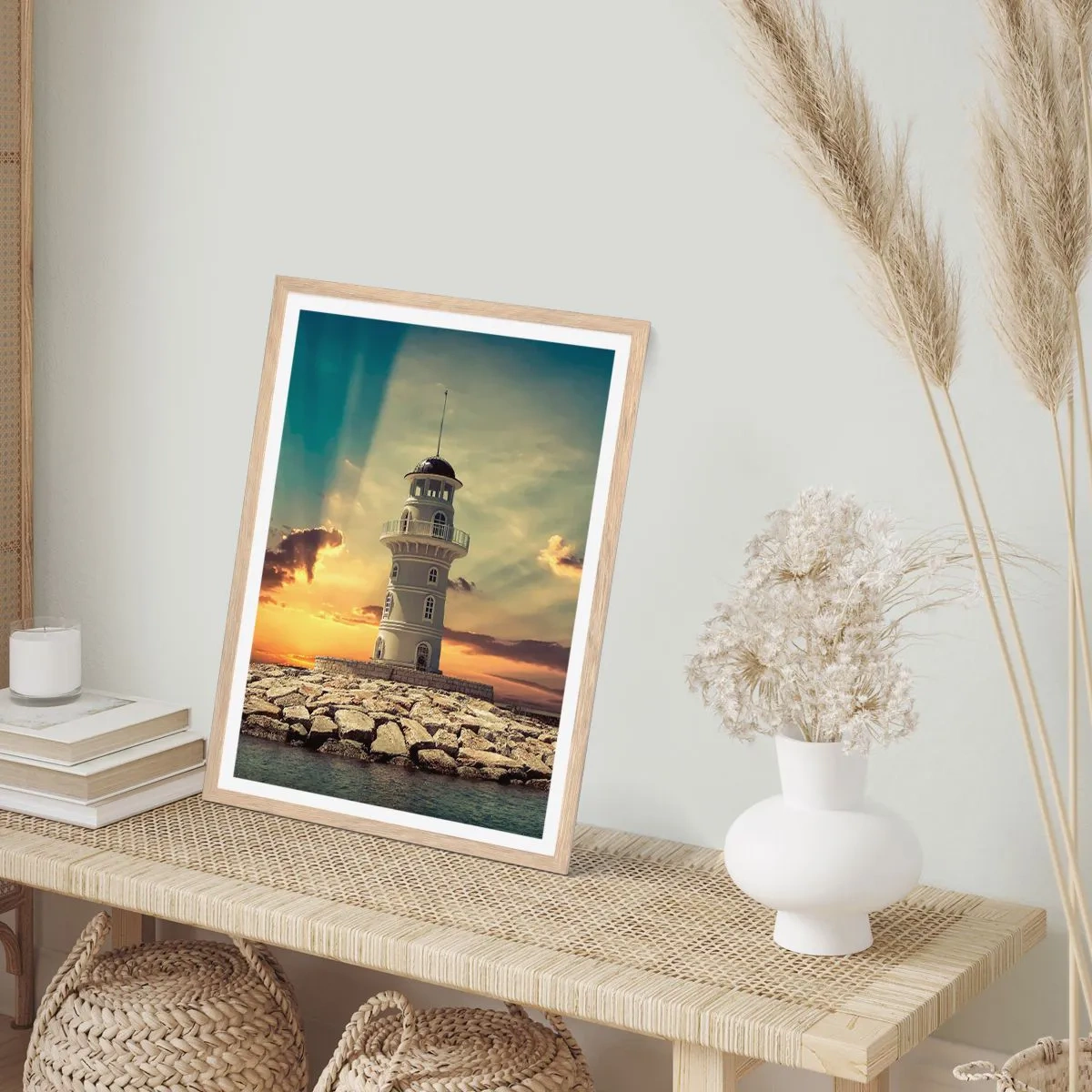 Poszter világos tölgy keretben - Fény - Jóság - Szépség - 61x91 cm