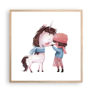 Poszter világos tölgy keretben - Téli mese - 60x60 cm