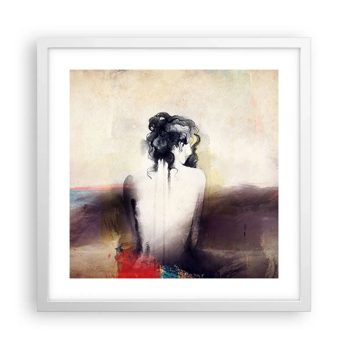 Poszter fekete keretben - Sima vonalak, ovális formák - 40x40 cm