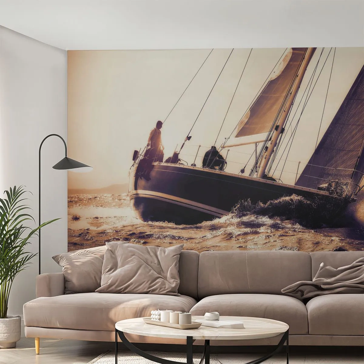 Fotótapéta Premium Sand - Vitorlázz, tengerész - Jacht, Tenger, vitorlázás - 100x70 cm