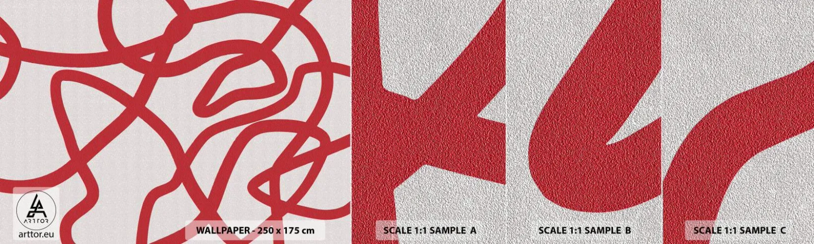 Fotótapéta Minta Premium Sand - Piros a fehéren - Minimalizmus, Darab, Vonalak - 100x30 cm