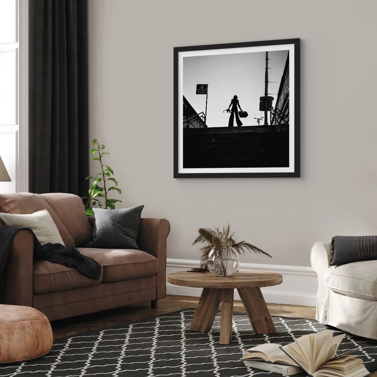 Poszter fehér keretben - Városi vándorlás - 60x60 cm