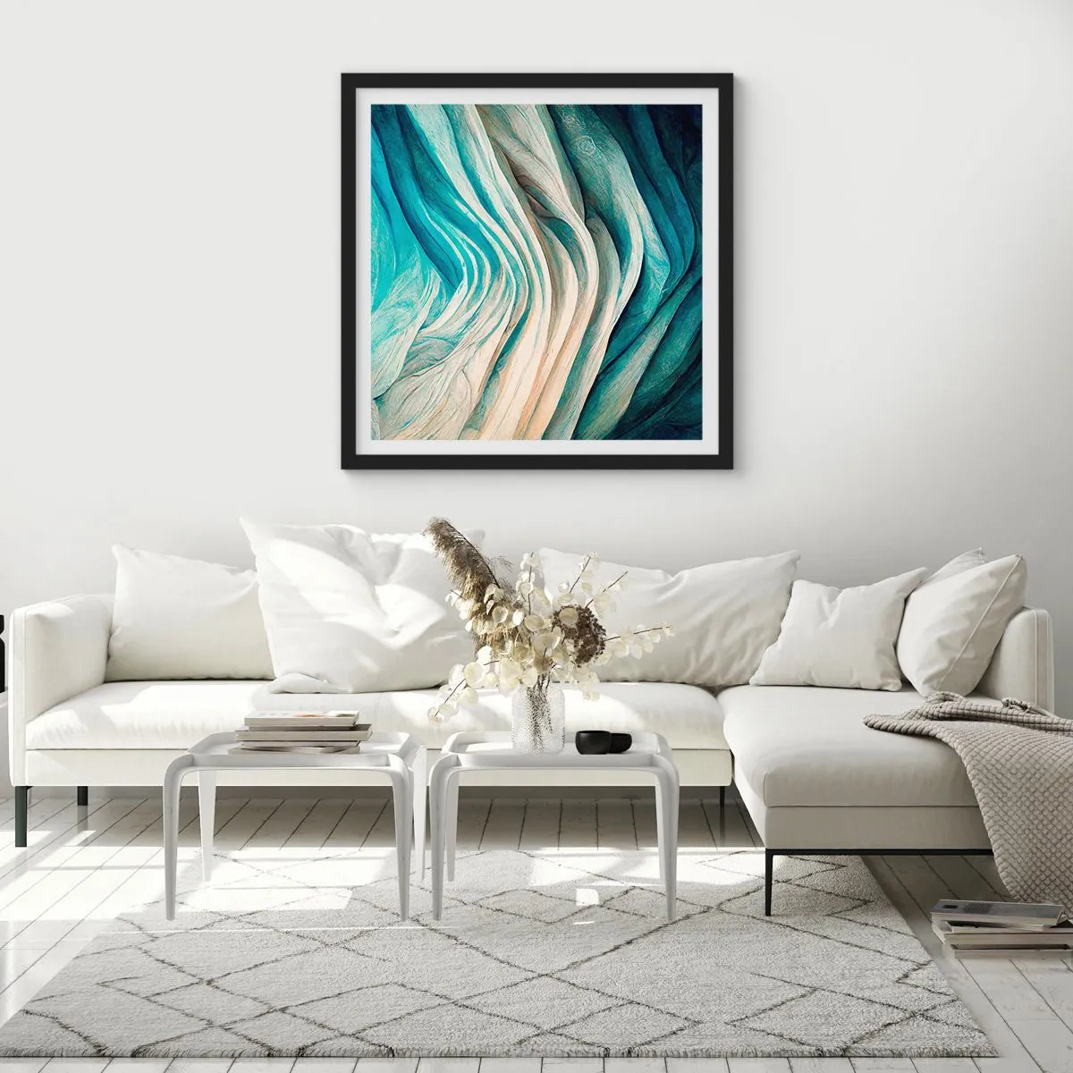 Poszter fehér keretben - Kék telhetetlenség - 50x50 cm