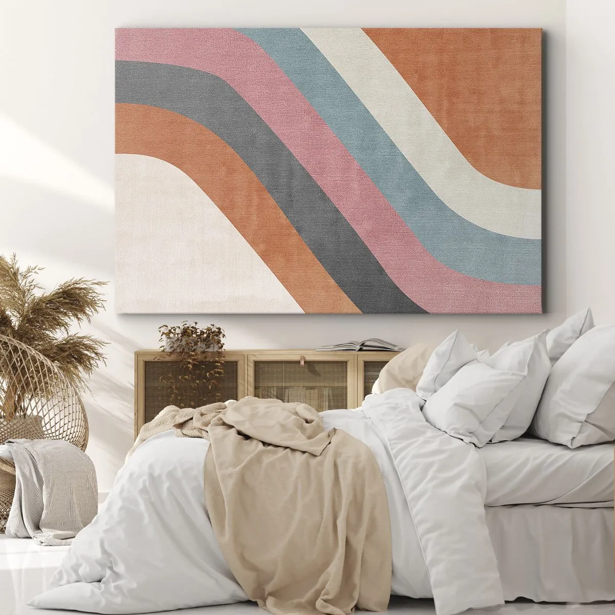 Vászonkép - Színes retró csíkok - 70x50cm - Diagonális kompozíció - mozgás - Modern fali dekoráció nappalihoz és hálószobához ARTTOR
