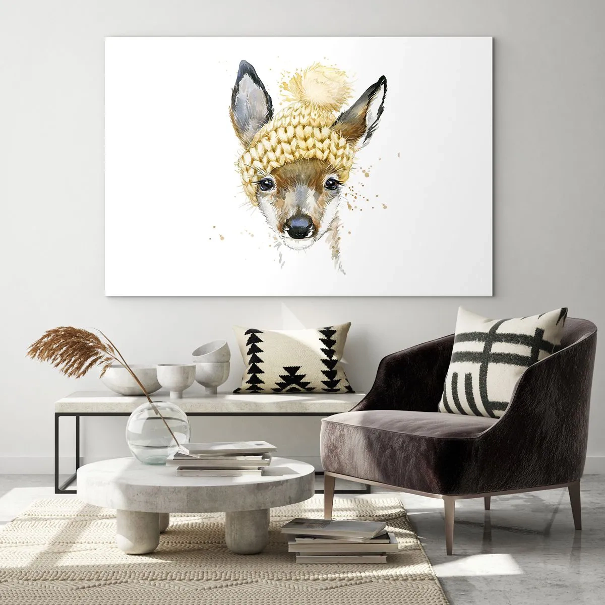 Üveg kép - Télre havas erdőben - 100x70 cm