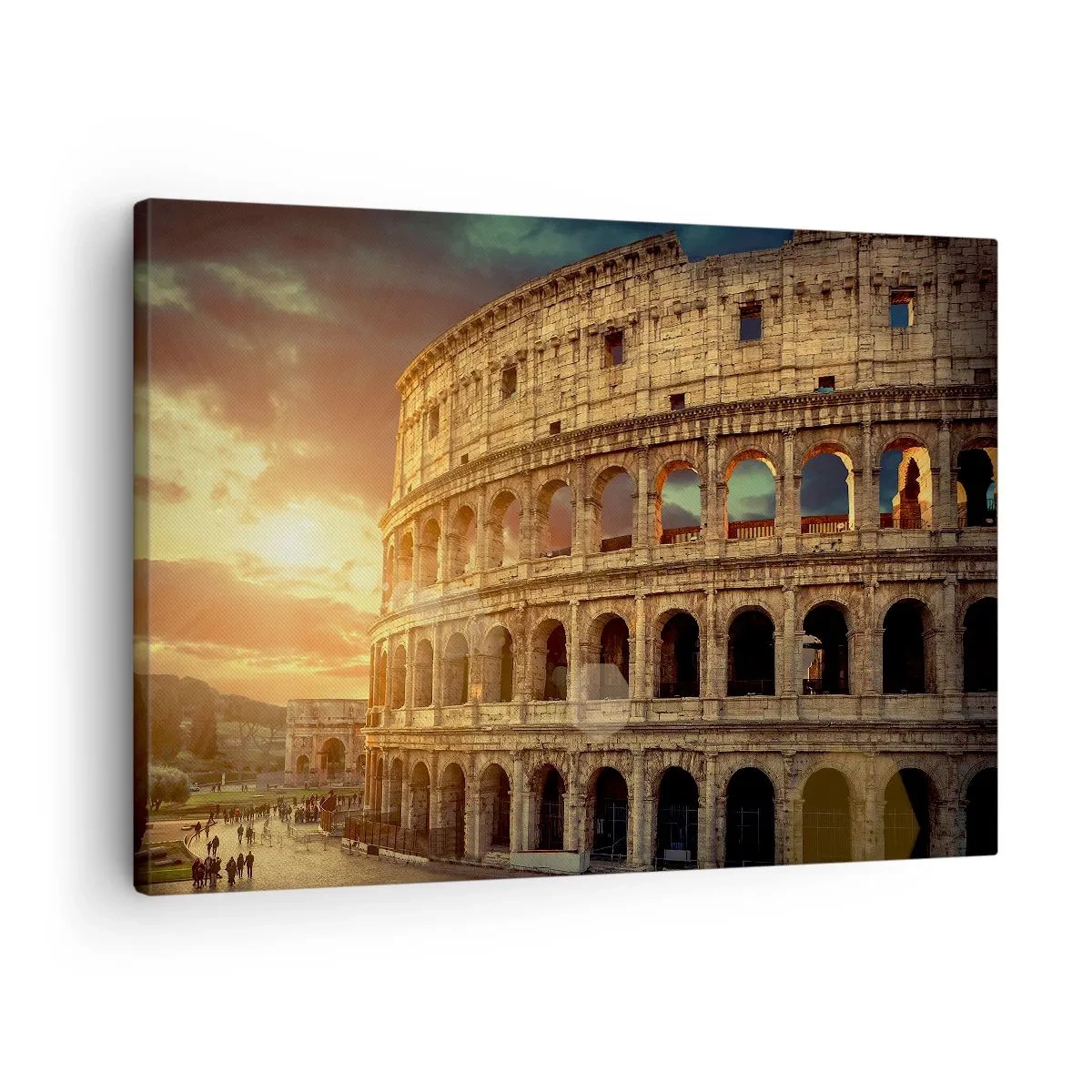 Vászonkép - A római Colosseum naplementekor - 70x50cm - Kolosszális benyomás - Modern fali dekoráció nappalihoz és hálószobához ARTTOR