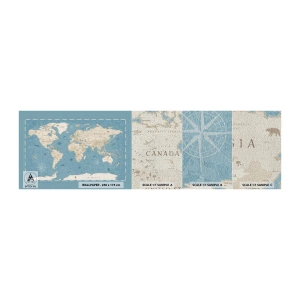 Fotótapéta Minta Premium Canvas - Egy világ karnyújtásnyira - Világtérkép, Szüret, Grunge - 100x30 cm