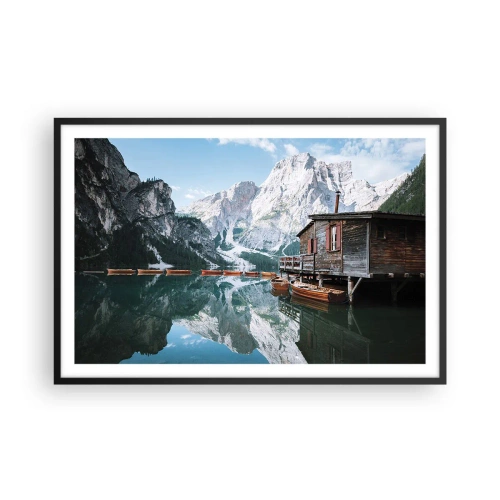 Poszter fehér keretben - Kristályos hegyi reggel - 91x61 cm